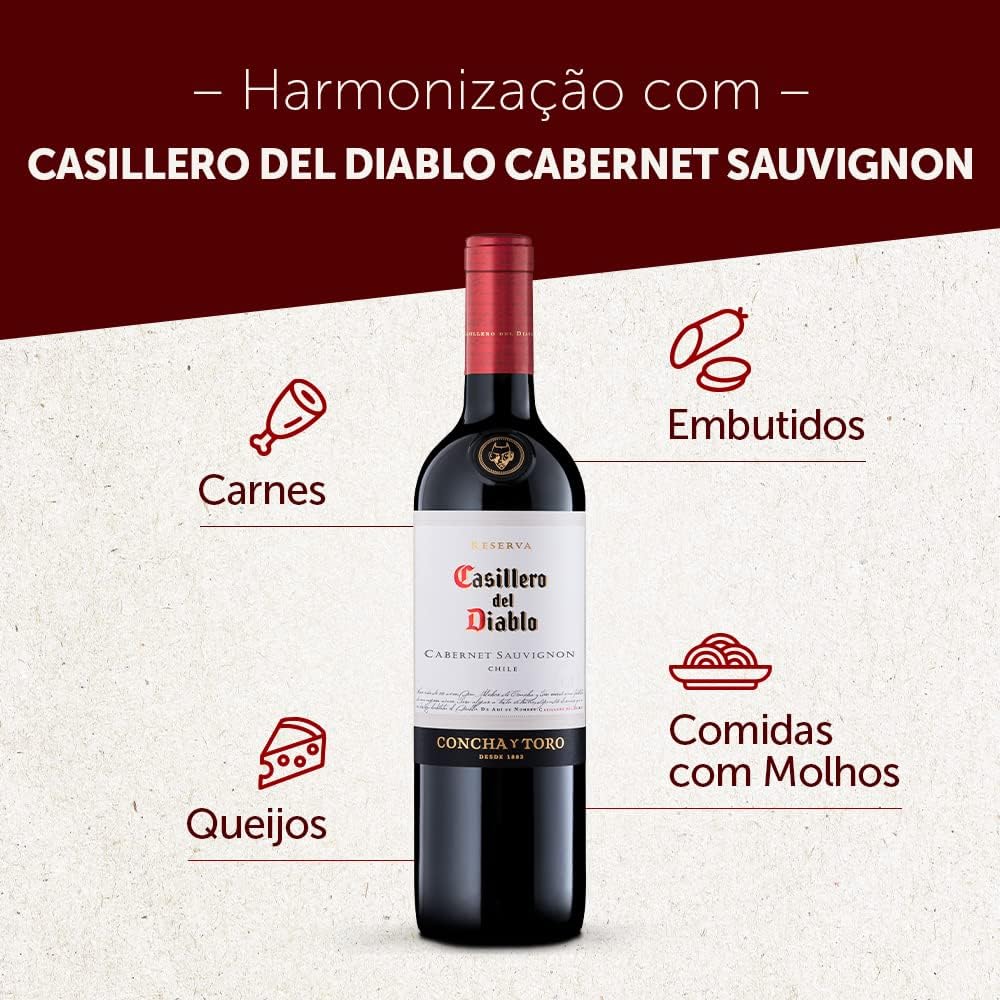 KIT com 3 Vinhos Concha y Toro Casillero Del Diablo Cabernet Sauvignon 750ml