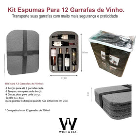 Kit de espuma protetora para 12 garrafas de vinhos